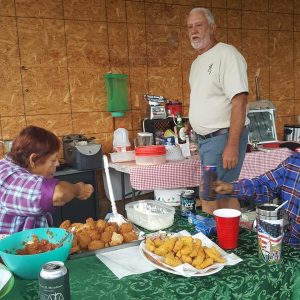 making dinner with friends at corn creek campground